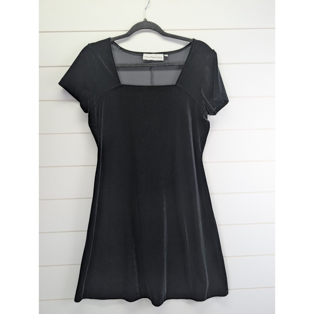 Vintage 90s Y2K Velvet Dress Size Large Black Cocktail LBD Goth Prom Indie Fairy